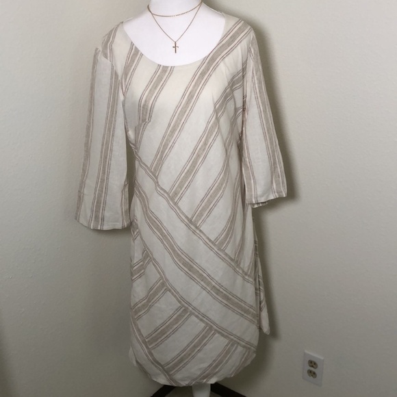 Soft Surroundings Linen Blend Striped Dress NWT - Picture 2 of 5
